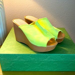 COPY - Neon yellow wedge sandals